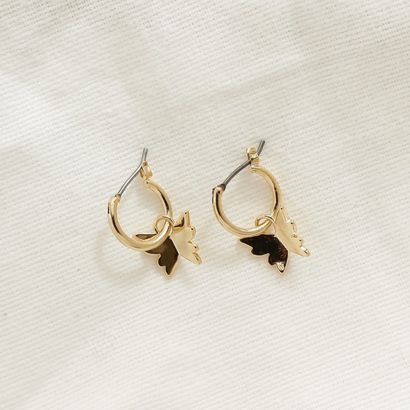 Butterfly Gold Hoop - Picture 1 of 2